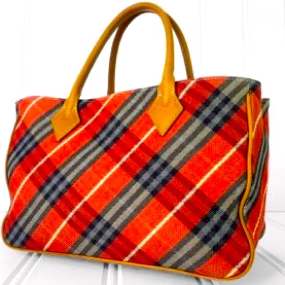 Burberry Handbags - BUBERRY LONDON BAG BLUE LABEL RED BLUE GREY STRIPES TARTAN PLAID DESIGNE…